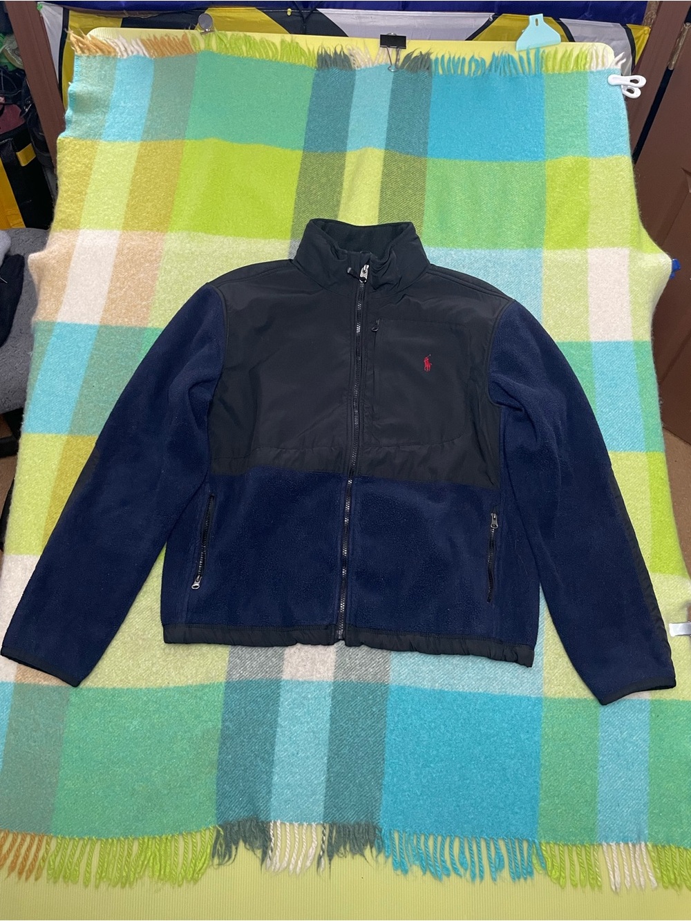 Vintage Polo Ralph Lauren Fleece Full Zip Polartec Jacket Navy Men’s